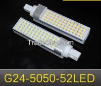 Horizontal Plug light LED lamp 12W G24 52LEDs Aluminum Casting Body