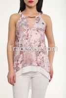 sleeveless blouses with flower prints made in Tureky