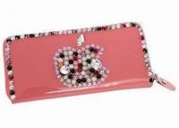 Ladies' Wallet with Shiny and Fashionable Diamonds, Functional Design, Made of PU