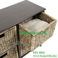 Water Hyacinth Cabinet, Wooden Frame - 4 Drawers