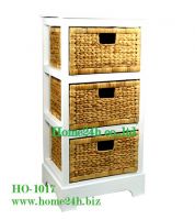 Water Hyacinth Cabinet, Wooden Frame - 3 Drawers