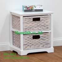 Water Hyacinth Cabinet, Wooden Frame - 2 Drawers