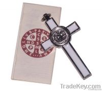 St. Benedict Crucifix Pendant With White Enamel