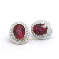 Synthetic Ruby Earrings Corundum 925 Sterling Silver White Gold Plated Luxury and Elegant Women's Gift