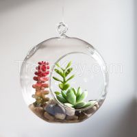Glass tea light holder, hanging balls