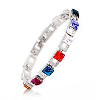 Hot Sale Rhodium Plated Charm Bracelet made with Austrian Crystals