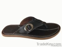 genuine leather buckle men slippers