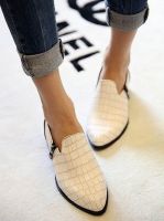 Stone pattern fashion leather shoe with zipper