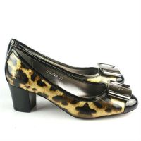 New style women dress leopard leather mid heels shoes