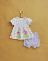 MQBABY summer type of children's wear cotton baby girls short-sleeved suit the princess take cotton two-piece suit baby go out