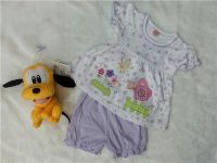 MQbaby children's clothes Baby girls top and lanterns small shorts two piece suit cotton flower Embroidery patterns 