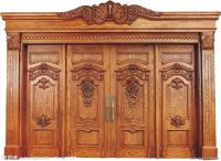 carved wooden door; solid wood door