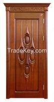 High End Solid Wooden Door, solid veneer door, red walnut door, carved wooden door