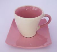 stoneware color glazed daily use coffee cup/set with plate