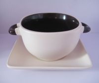 stoneware ceramic daily use soup cup with plate/saucer