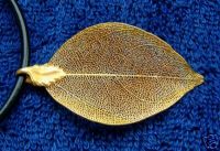 ORGANIC REAL LEAF PENDANT #12, GOLD PLATED~NATURAL