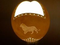 The Lion hand carved ostrich egg lamp shade