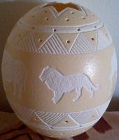 Big 5 hand carved ostrich egg lamp shade