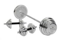 Free weight straight chrome barbell