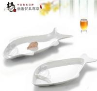8.5 inch Chinese style imitation ceramic white plastic durable melamine sushi fruit fish plate dish for restaurant tableware