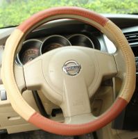 Brown & Beige Car Steering Wheel Cover Eco-friendly Microfiber Material