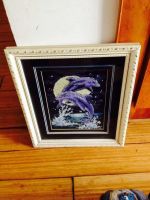 cross stitch by handmade/dolphin picture/wedding gift