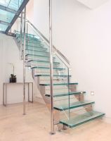 Stainless Steel Double Straight Stringer Glass Staircase Hot Sale