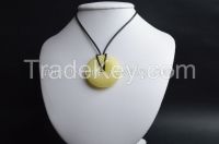 Baltic Amber Pendant - Donut with leather neck-chain necklace