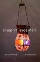 Handmade gold Brass Lantern Lamp Lighting - Jeweled With Multiple Color Glass - Chandelier Lighting - # Ch-104