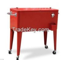 Steel 80 qt. Patio Cooler w Cart in Red - Coolers