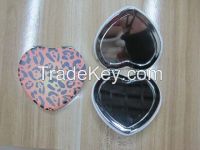 Leopard Print PU Mirror LFM2211 Heart Shape Pocket Mirror