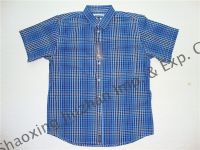 men's cotton yarn dyed check short sleeve shirts