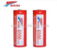 Best selling !! Low Price Lithium 3.7V 4000mAh aosibo 26650 Battery Color red