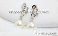 Elegant 925 Sterling Silver Freshwater Lovely Heart Pearl Earring