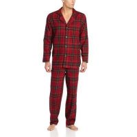 Chest Pocket Plaid Men's Pajama Suit