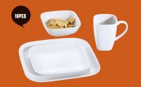 16Pcs soft square porcelain dinnerware