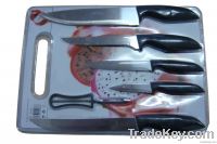 kitchen knife set with plastic chopping block