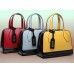 Contrast color leather Tote Bag