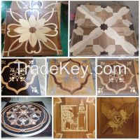High end wood inlays medallion art parquet flooring