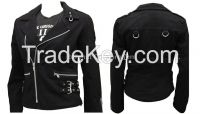 Black moto cotton jacket with zips 