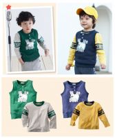 Children clothing suits stock wholesale baby boy brand new spring fall cotton clothing sets waistcoats and Long sleeves T shirts