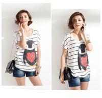 Women's clothing in stock Ladies penguim cute T-shirts wholesale high quality girl cotton T-shirts