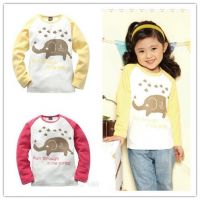 children long sleeves T-shirts girl cotton brushed T-shirts high quality