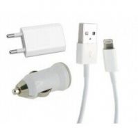 3 in 1 USB Car Charger Travel Kit EU plug for iphone 5S/5C/5G