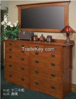 American Style 12 Drawer Cabinet Red Oak KD Lumber Factory OEM Service Solid Wood Dresser