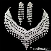 New Wedding Bridal Rhinestone crystal necklace earring Sliver Jewelry