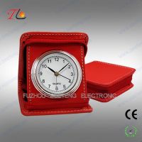 fordable leather travel alarm clock, desk clock