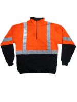 safety reflective half zip workwear men hoodies winter