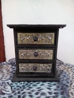 small wooden cabinet antique vintage with 3 drawer