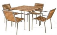 P/N:302004A Stainless Steel with ashwood slats outdoor table set